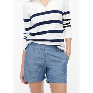 J.Crew Women's 6 Blue Casual Cotton Blue Classic Chambray Shorts